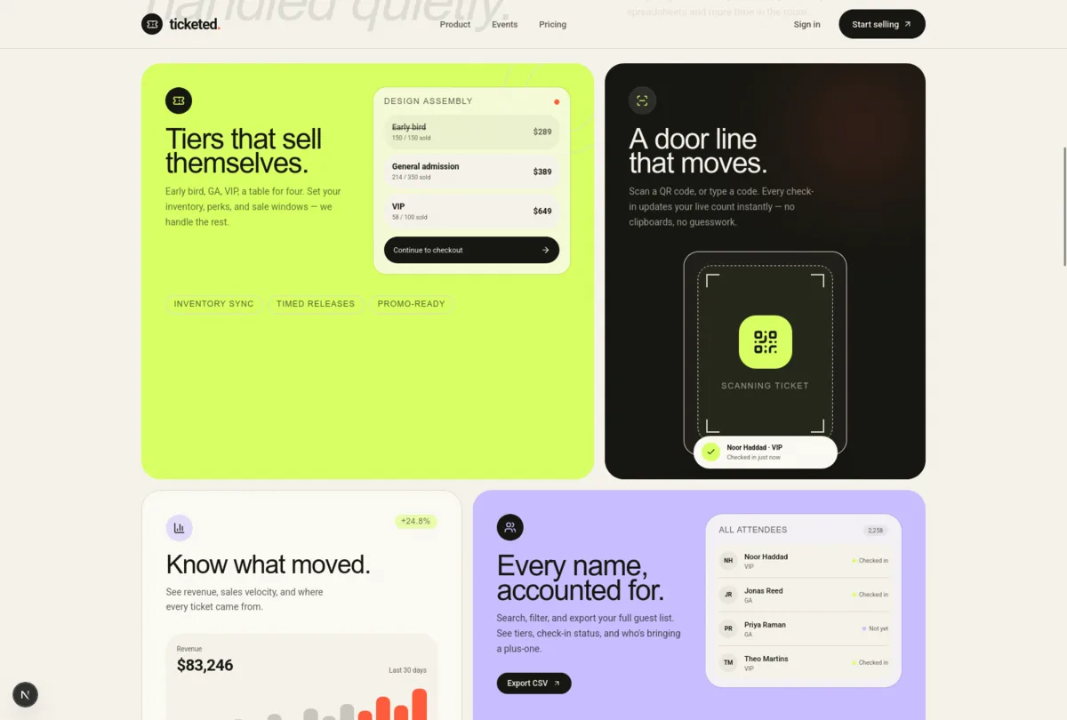 TICKETED website preview