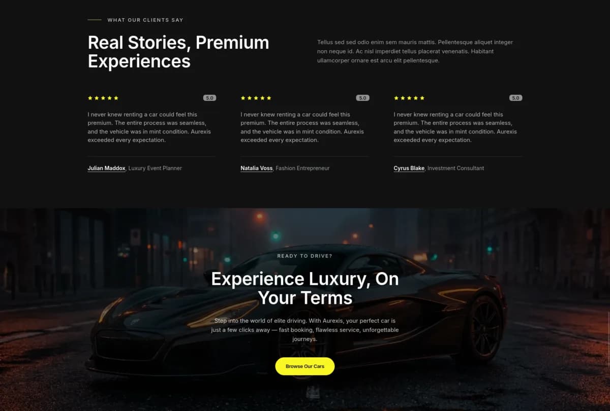 LUZURIO RENTALS website preview